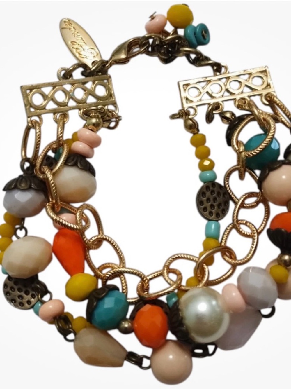Gold-Tone Multicolor Beaded Charm Bracelet - Women's Jewelry